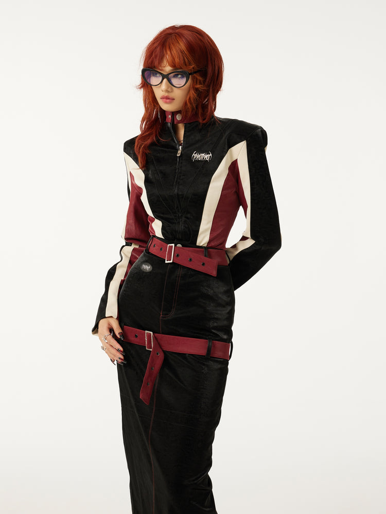 RED VELVET motorcycle leather jacket - Dragon Star