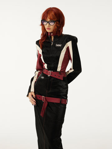 RED VELVET motorcycle leather jacket