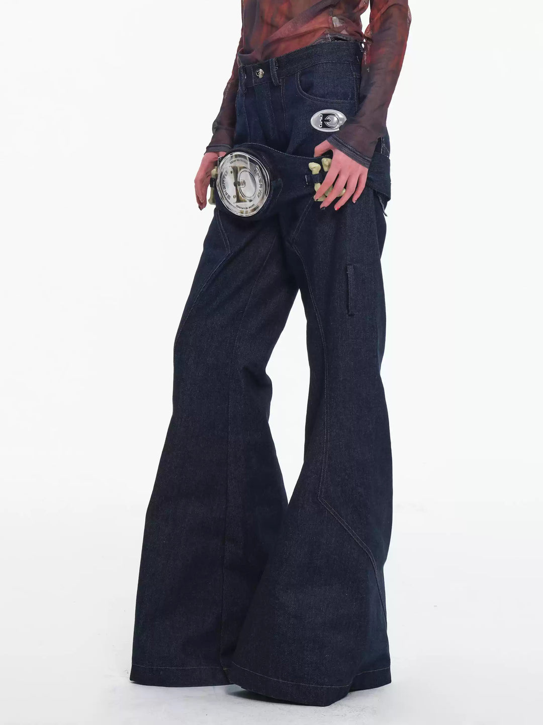 EMBRYO BONE FRAME low-rise flare pants & waist panel — alternate product presentation