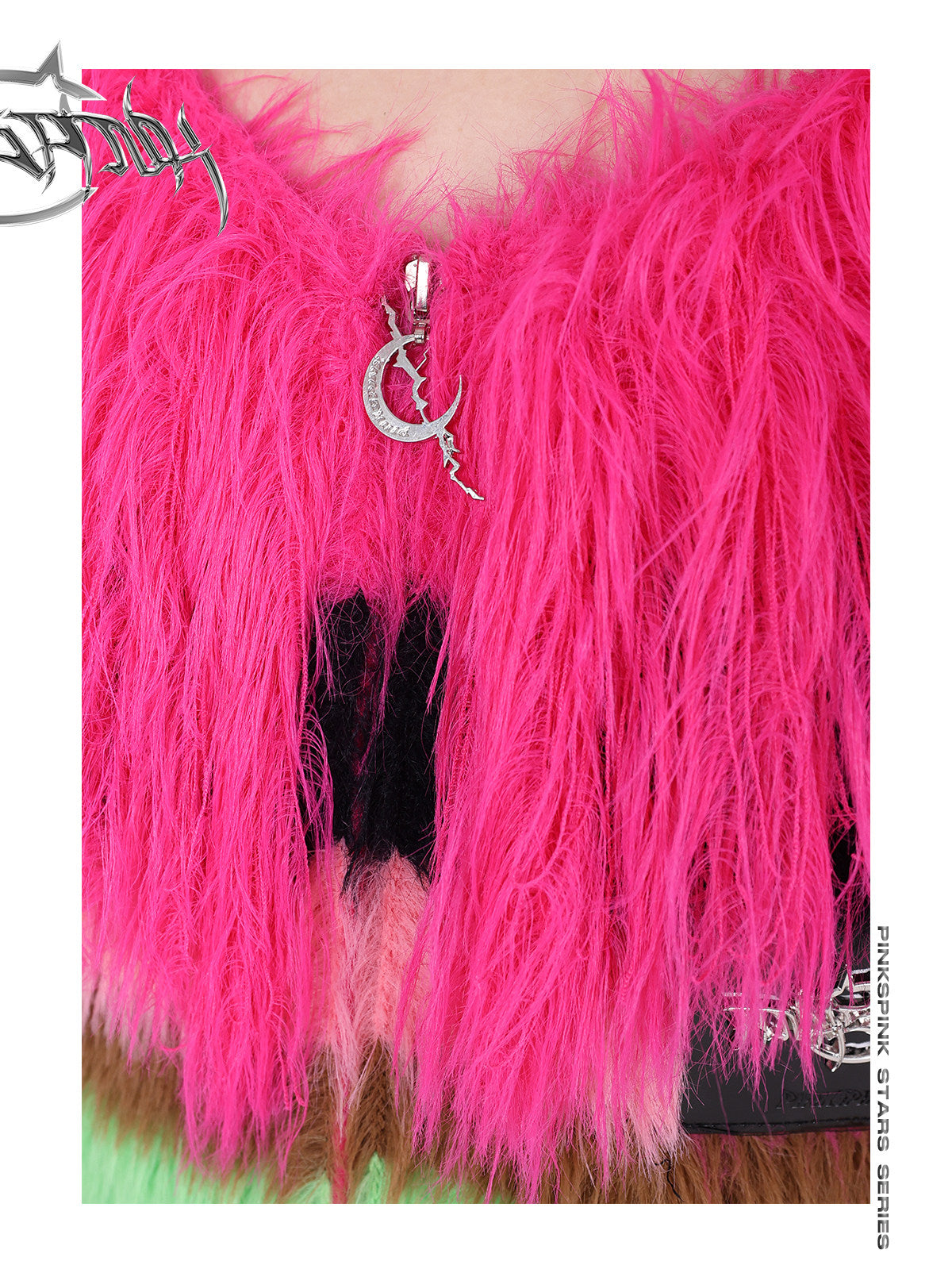 PINKSPINK FUTURE COLOR striped zip cardigan — full-length modeled styling view