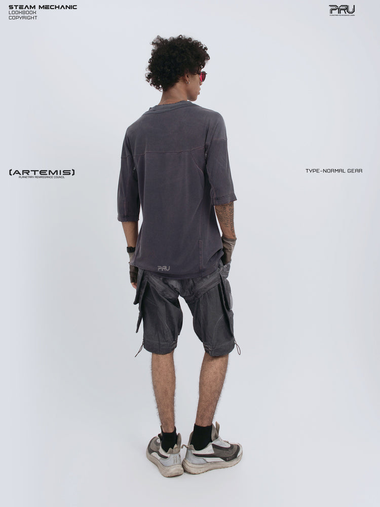 LIGHTSHADOW spirit deconstructed technical tee — opposite rear three-quarter modeled view
