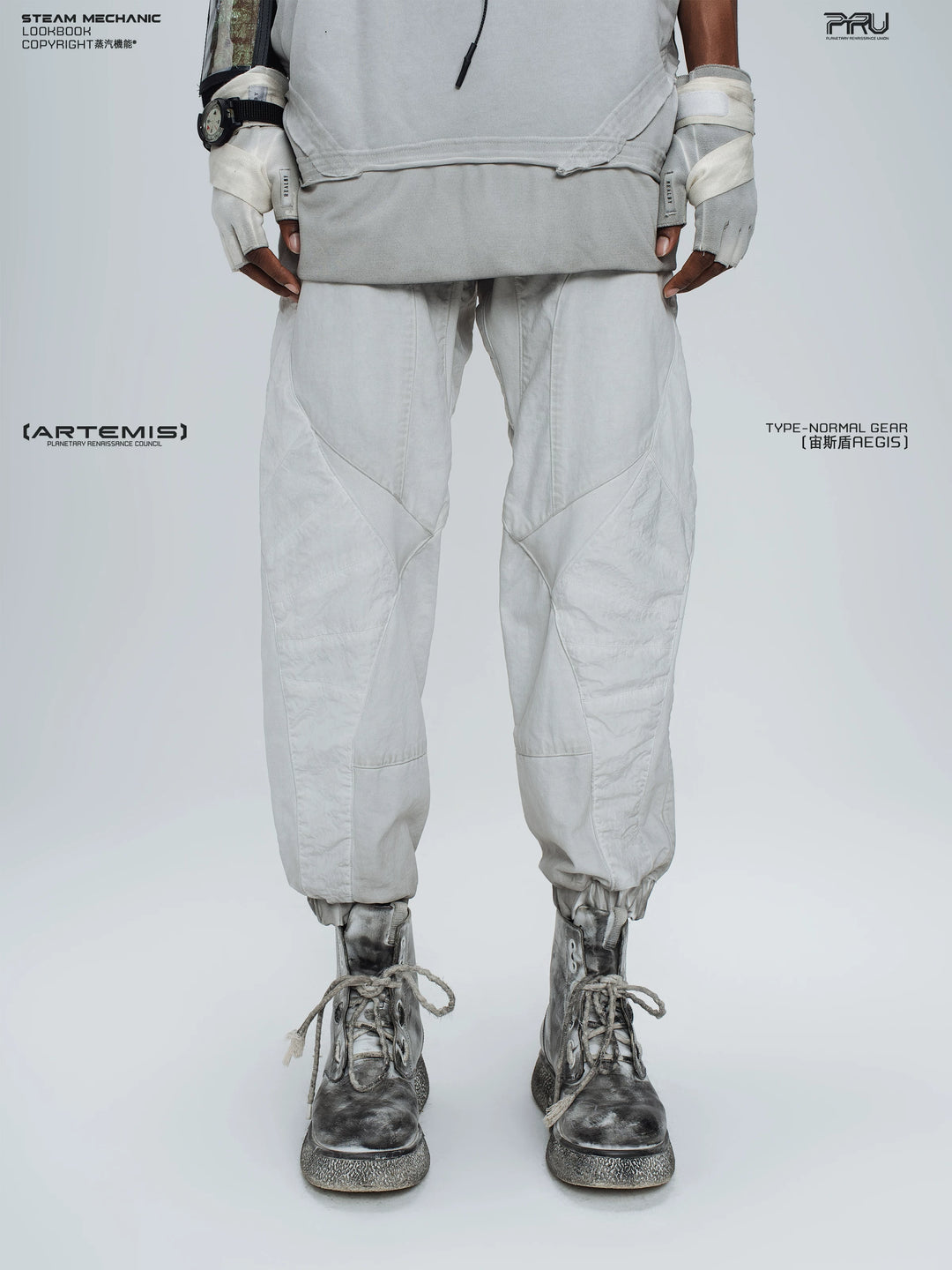AEGIS eris white cropped moto riding pants — front modeled product view