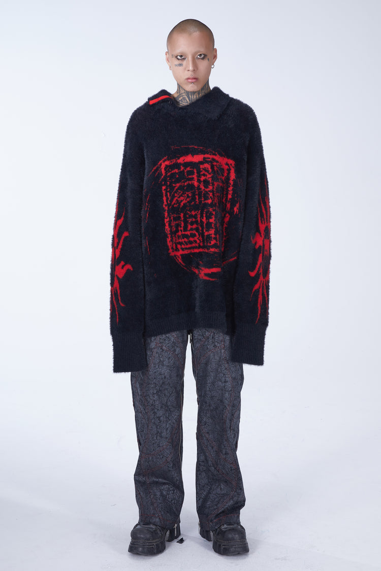 EMBRYO IMPERIAL SEAL reversible faux-mink sweater — alternate modeled angle