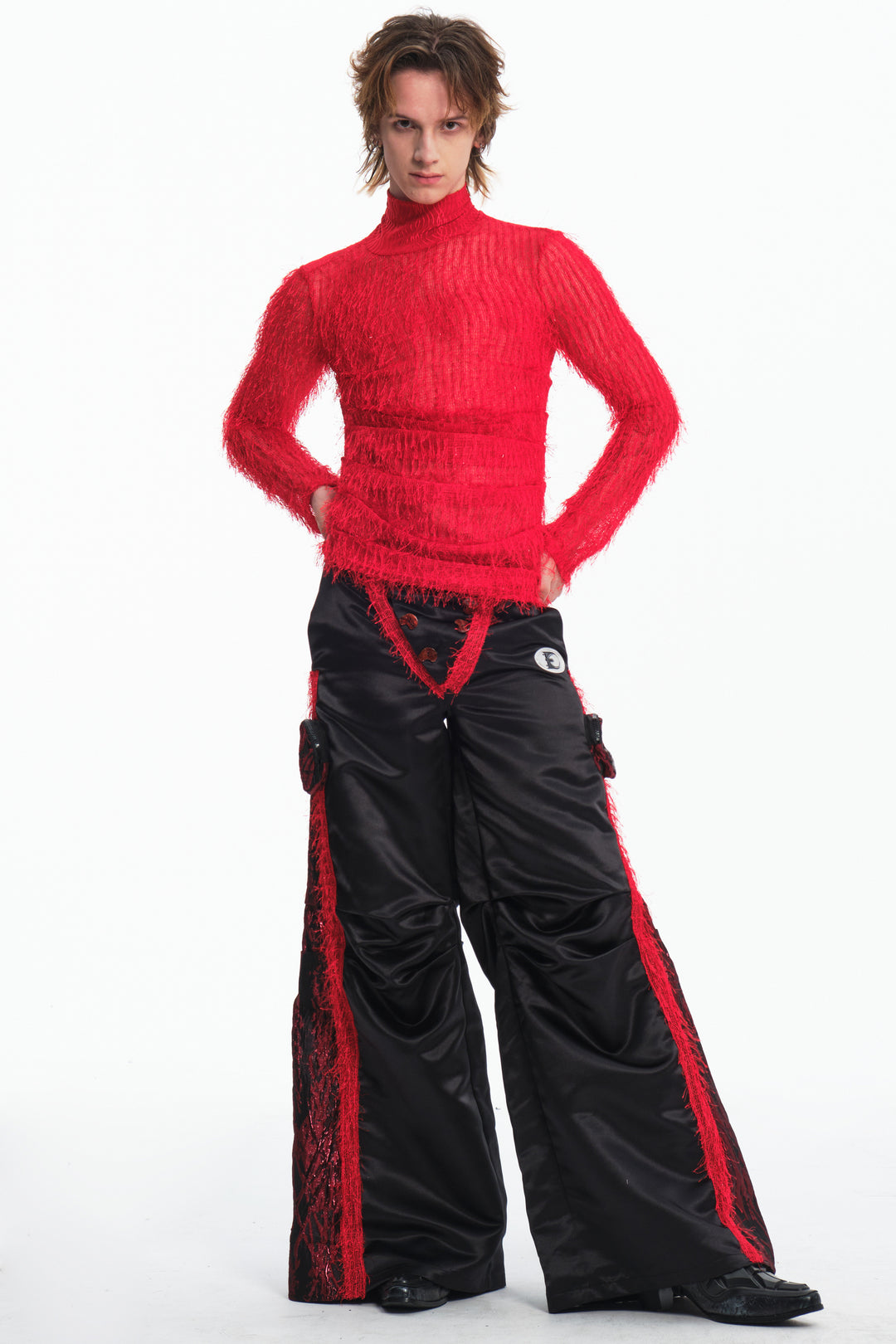 EMBRYO IMPACT SHIELD padded wide-leg pants — material and hardware detail