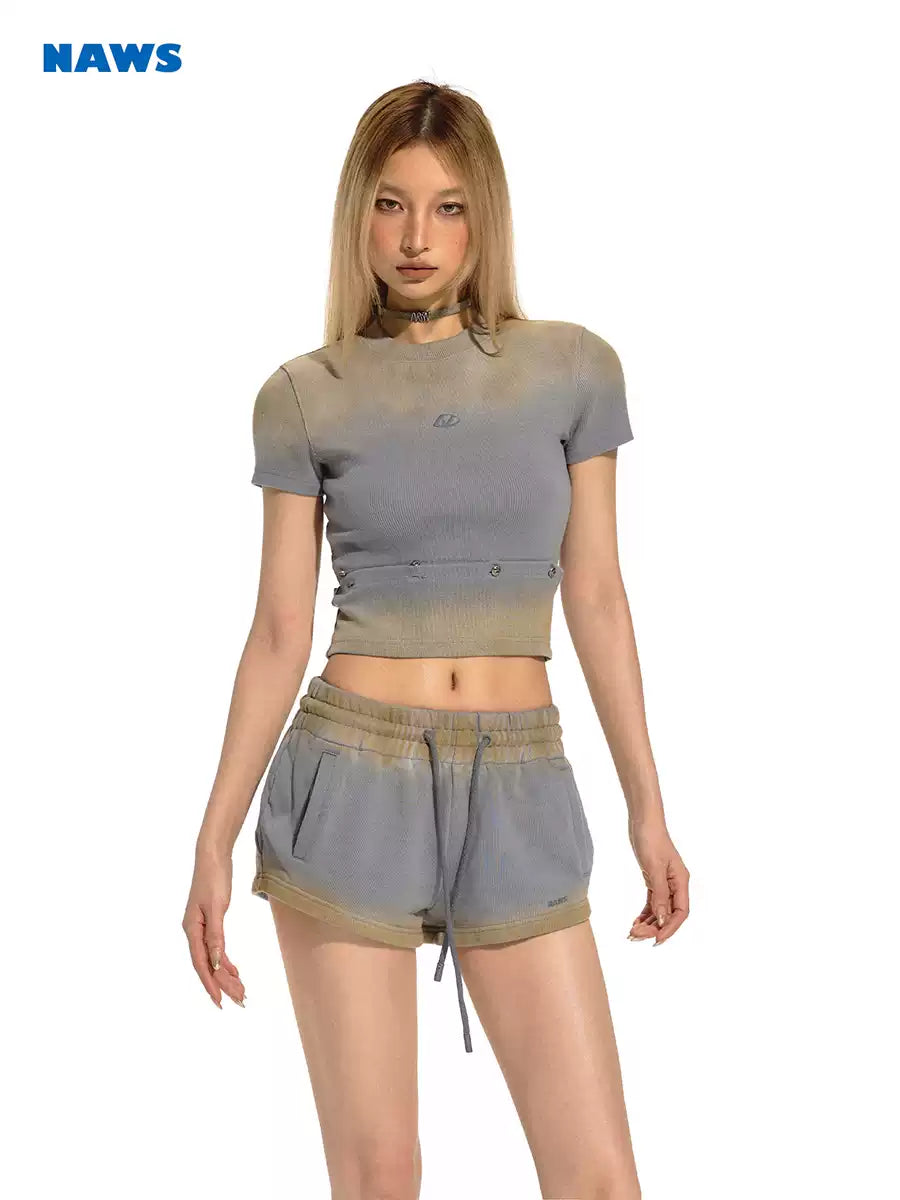 NAWS ROYAL BLUE MUD-DYED JOGGING SHORTS