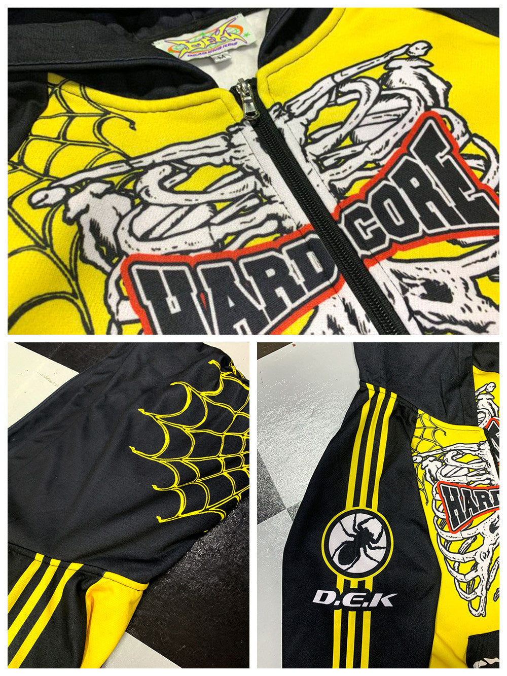 DeadEndKids Hardcore Generation skeleton zip-up hoodie — detail collage