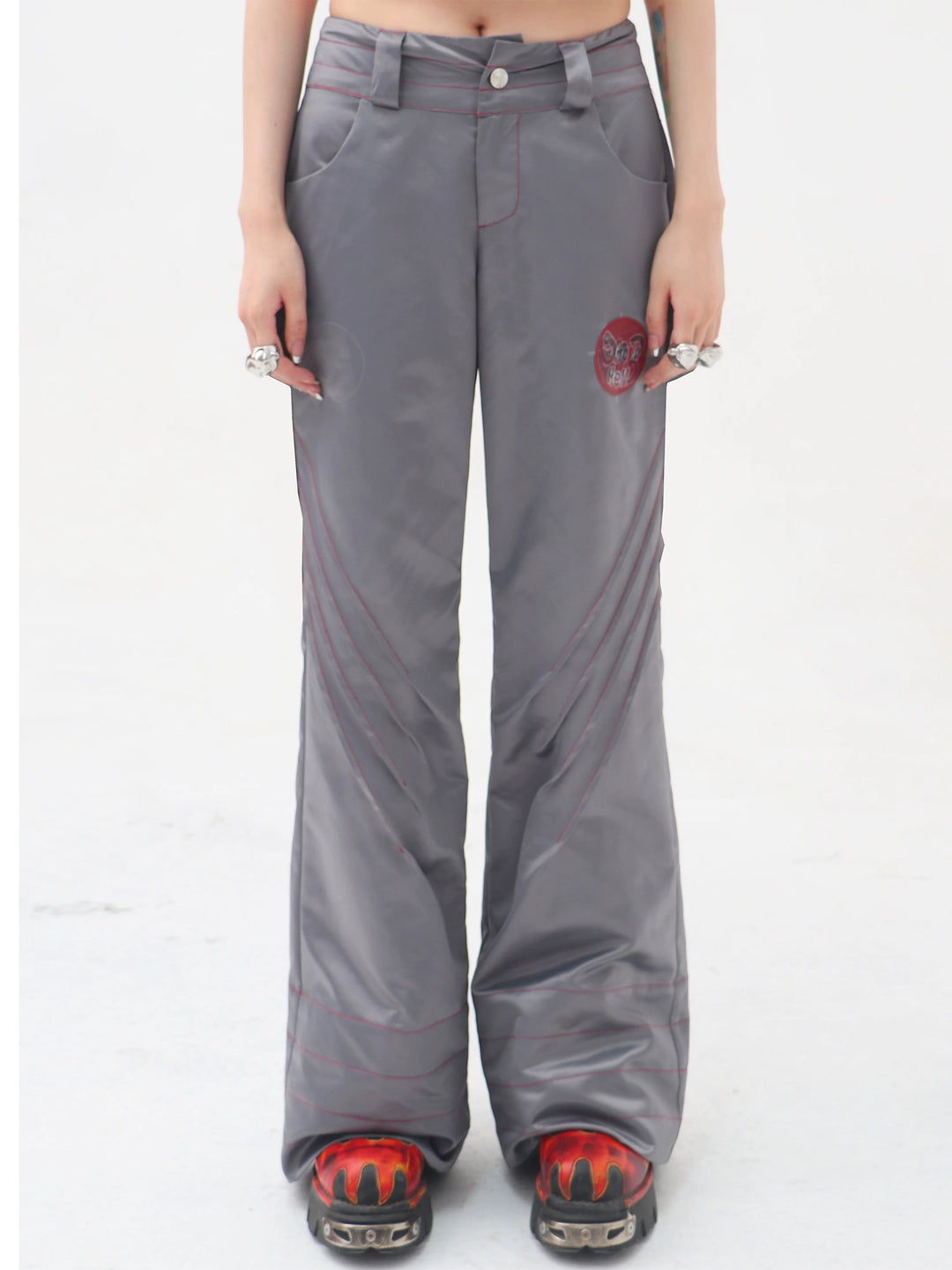 EMBRYO STARSHIFT ruched 3D-effect pants — front product presentation