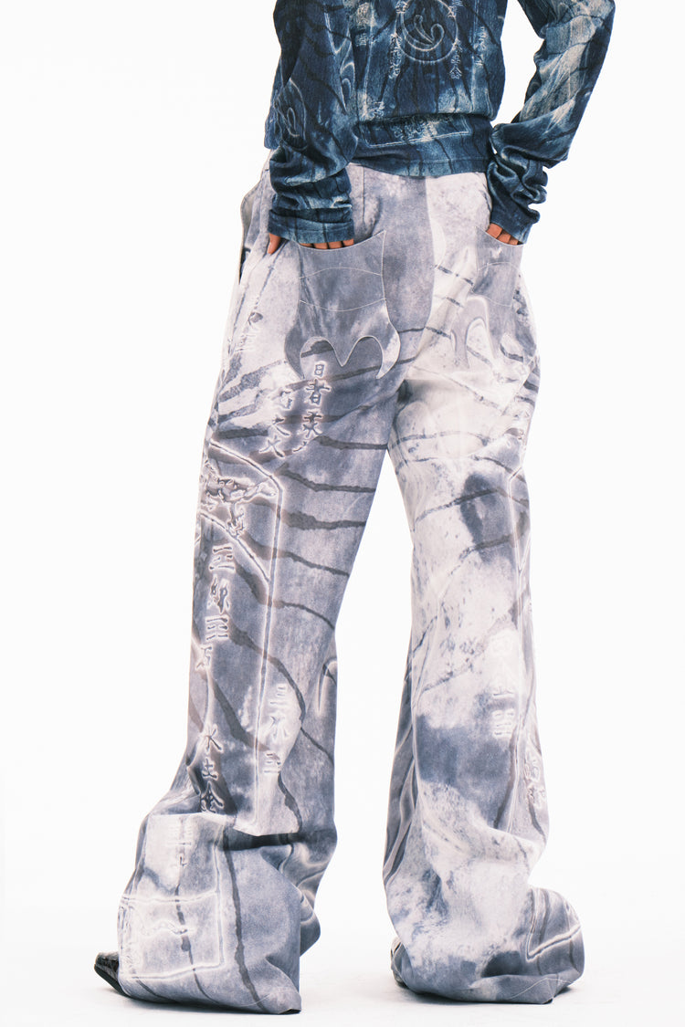 EMBRYO ANCIENT CODE coated wide-leg pants — product-only rear view