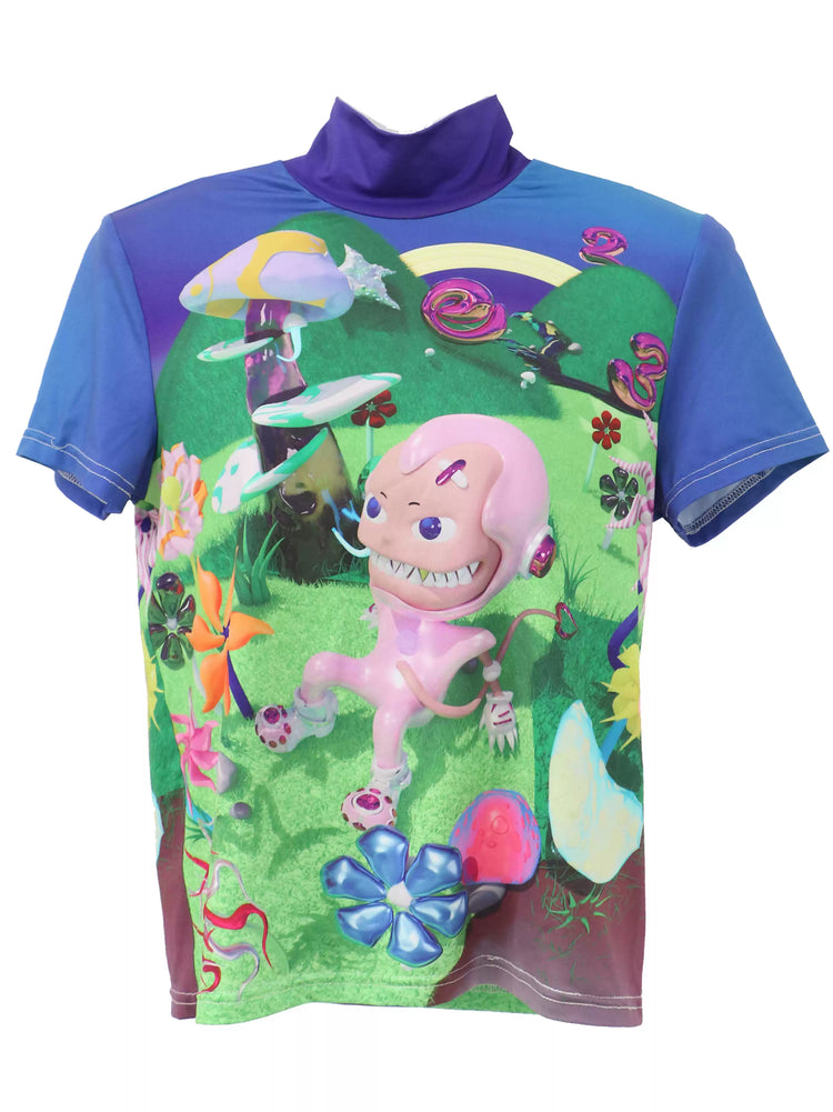 EMBRYO E23 LITTLE ONE printed mock-neck tee — construction detail