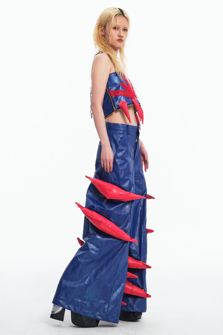 EMBRYO RED CLAW padded PU tube top — construction detail