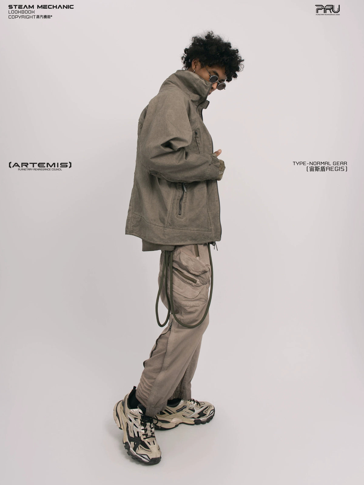 AEGIS xirang brown multi-pocket moto pants — material and silhouette detail