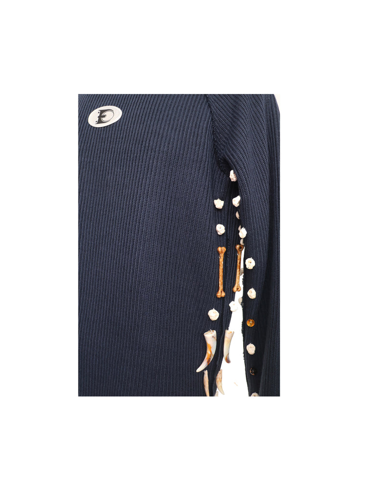 EMBRYO BONEWORK hand-knit sweater — fabric and graphic detail