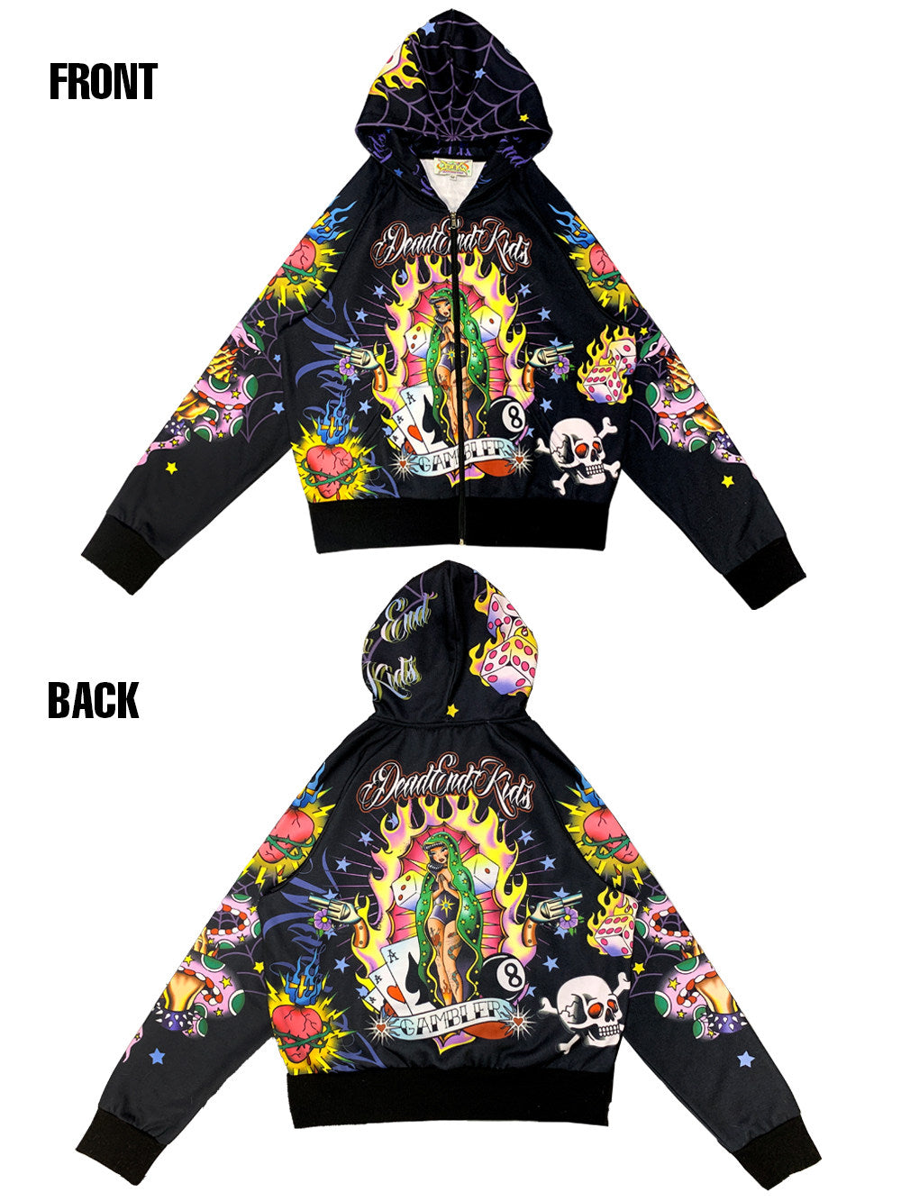 DEADENDKIDS WEST COAST oversized fleece hoodie — rear modeled view