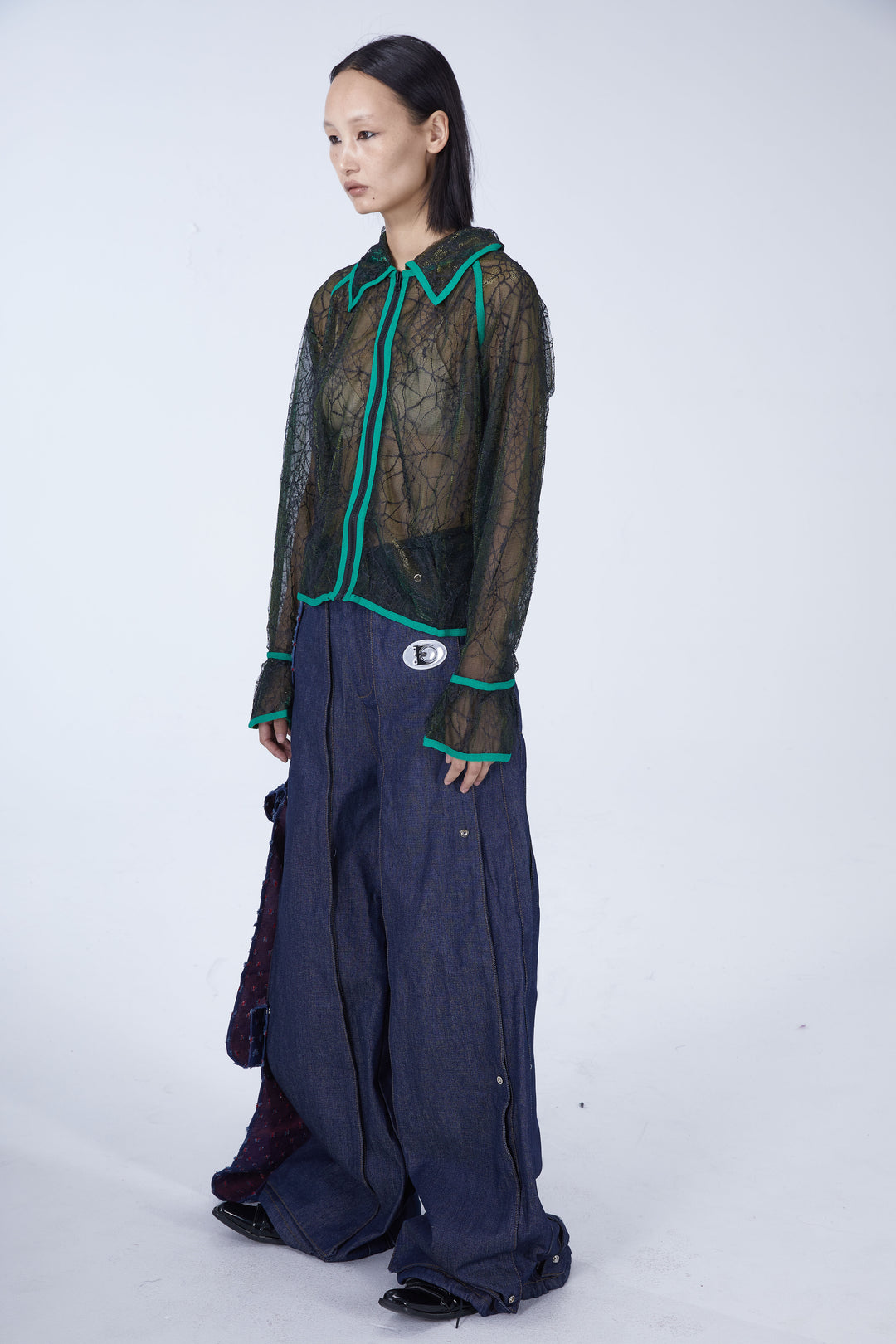 EMBRYO SPIDERWEB tearaway sheer shirt — construction detail
