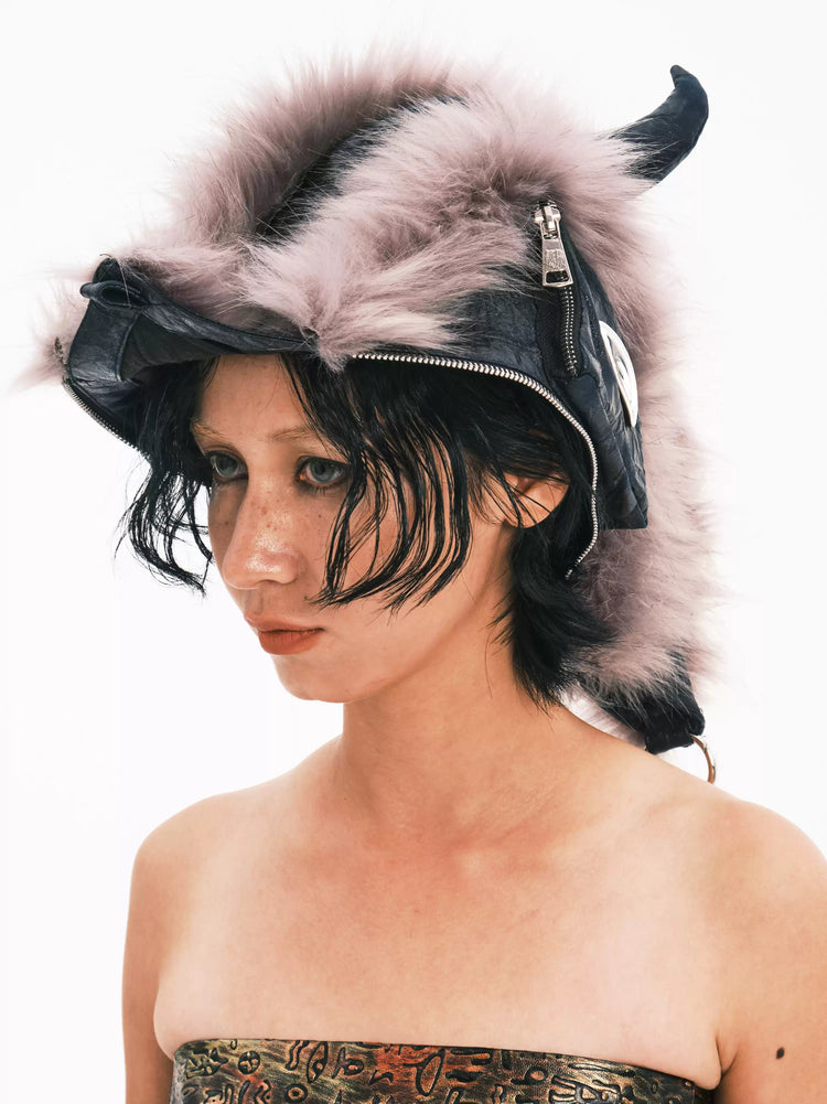 EMBRYO HORNFORM faux-fur hat & bag — front product presentation