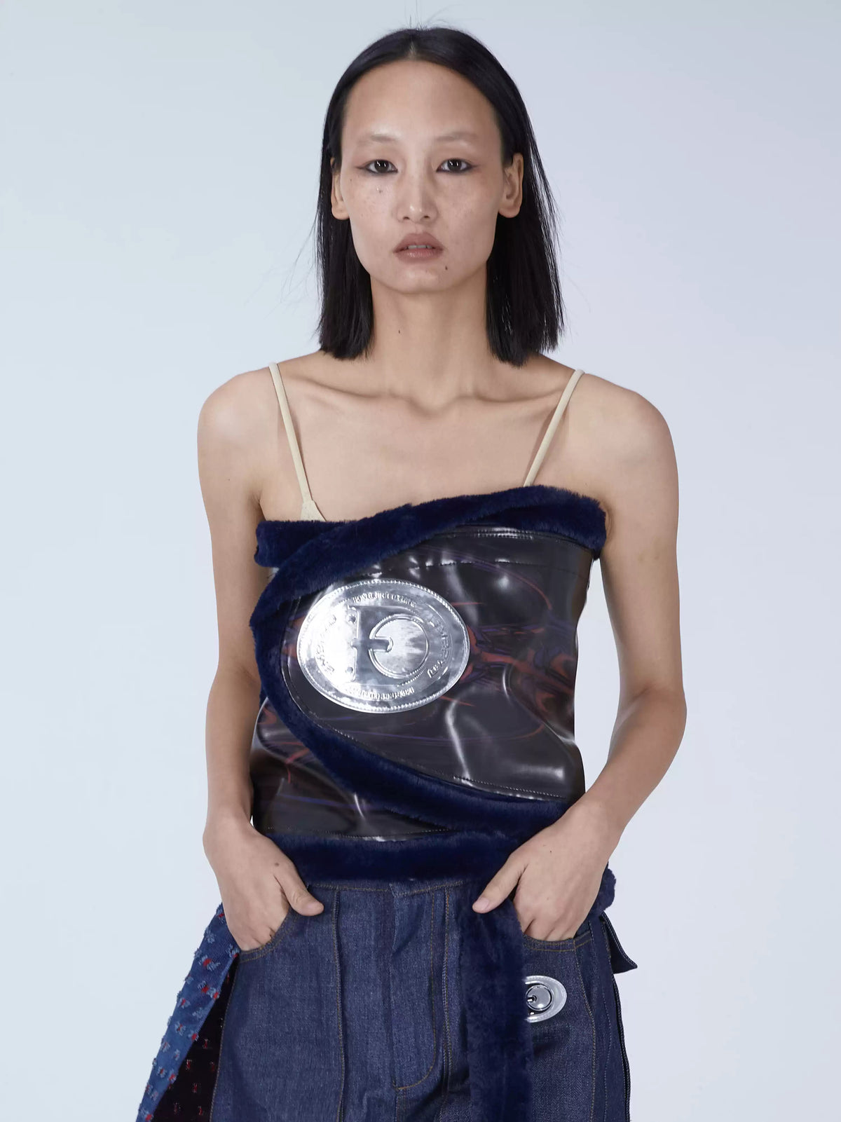 EMBRYO RITUAL WRAP convertible skirt & bustier — rear or construction presentation