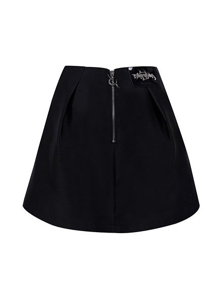 PINKSPINK GARFIELD graphic mini skirt — black back garment-only view