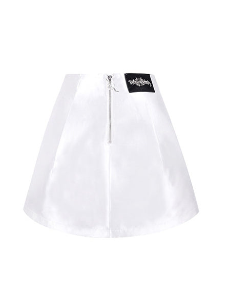 PINKSPINK GARFIELD graphic mini skirt — white back garment-only view