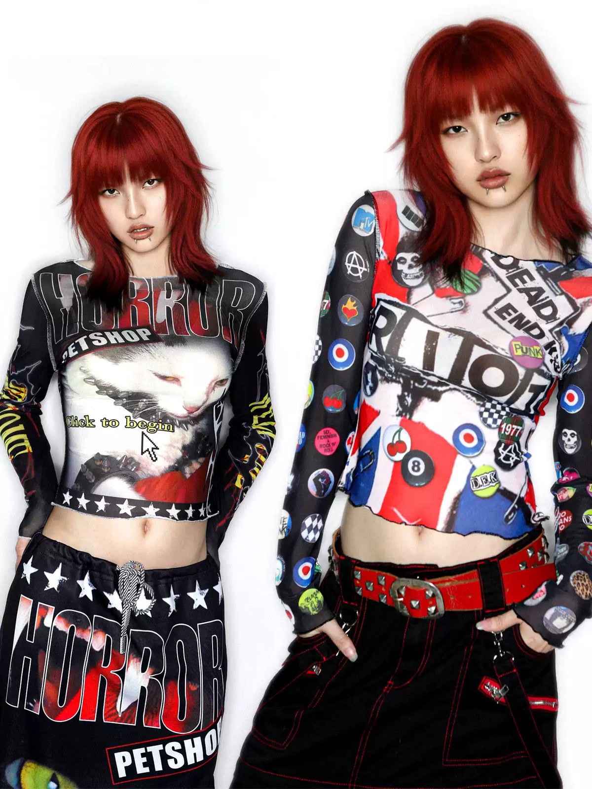 DEADENDKIDS GRAPHIC RIOT fitted mesh top — alternate styled presentation