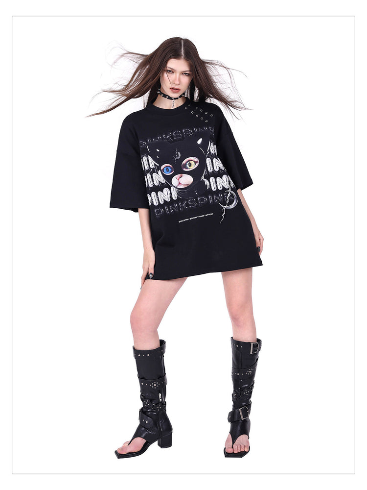 PINKSPINK GERMAN CAT oversized graphic tee — cleaned hero collage showing the complete design