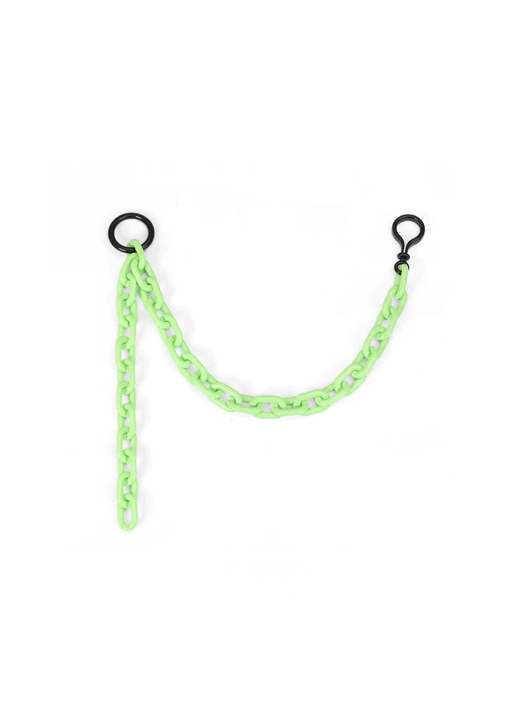 OFF-LABEL fluorescent green detachable decorative chain with black attachment clips, chain-only option without bag