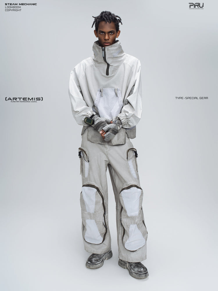 PIONEER eris white welded multi-pocket work pants — full-length styled view