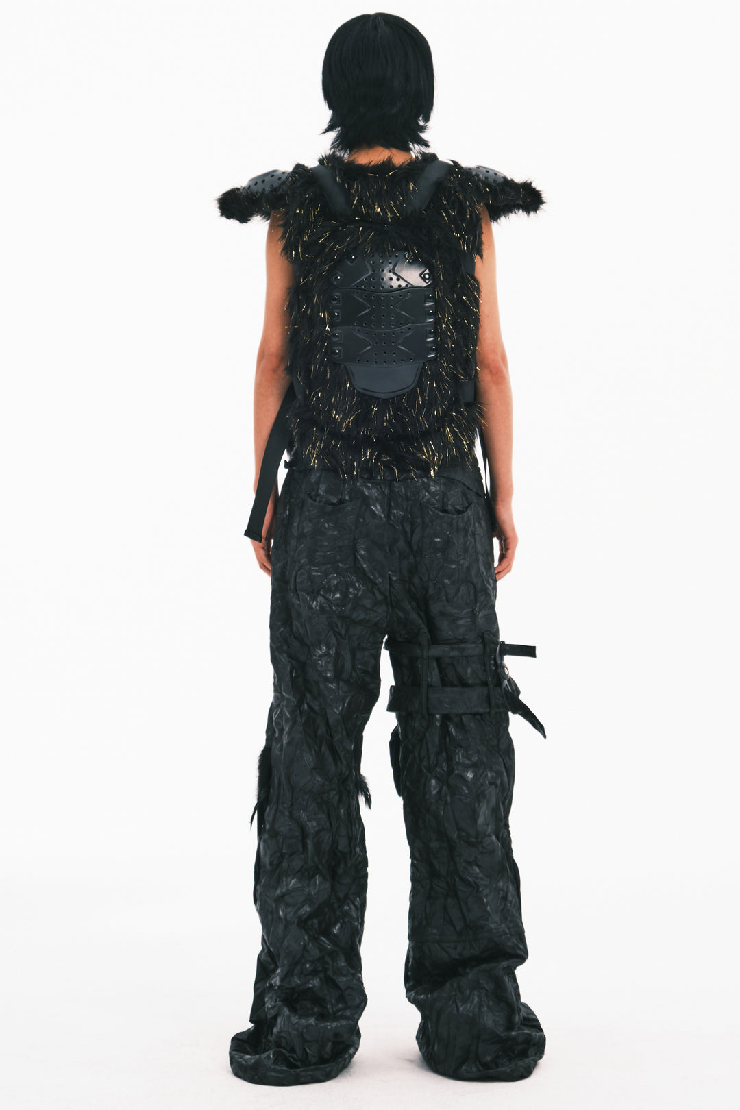 EMBRYO GOLD MECHA long-pile armored vest — alternate modeled angle