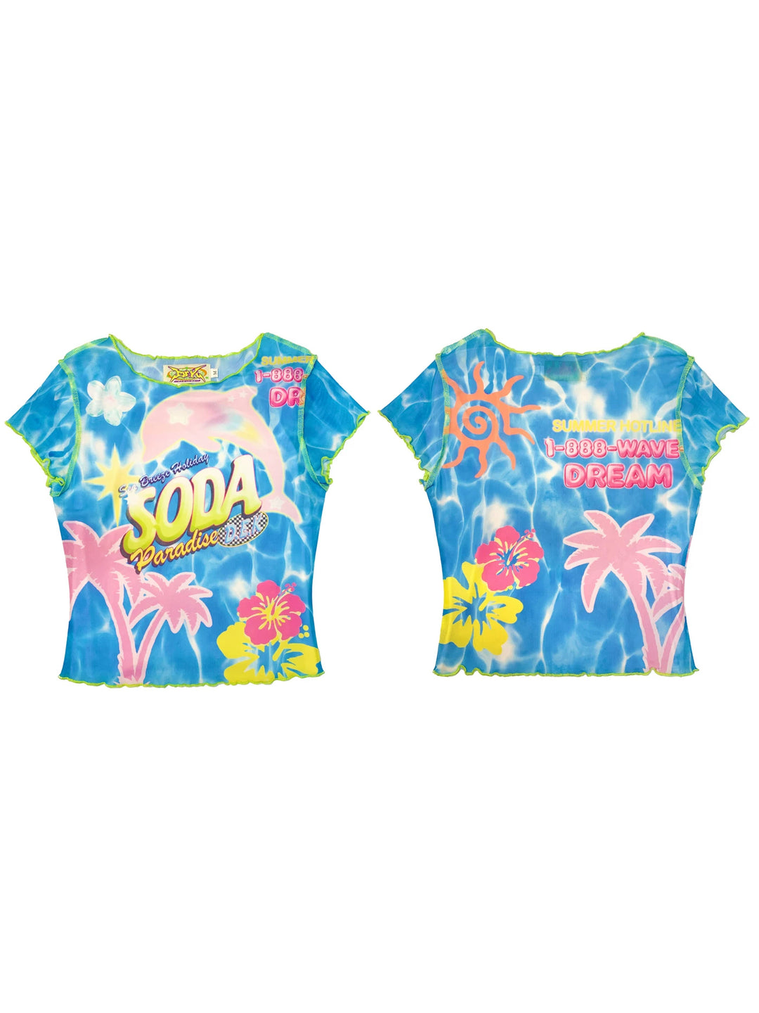 DEADENDKIDS SODA PARADISE mesh top & fishtail skirt — construction detail