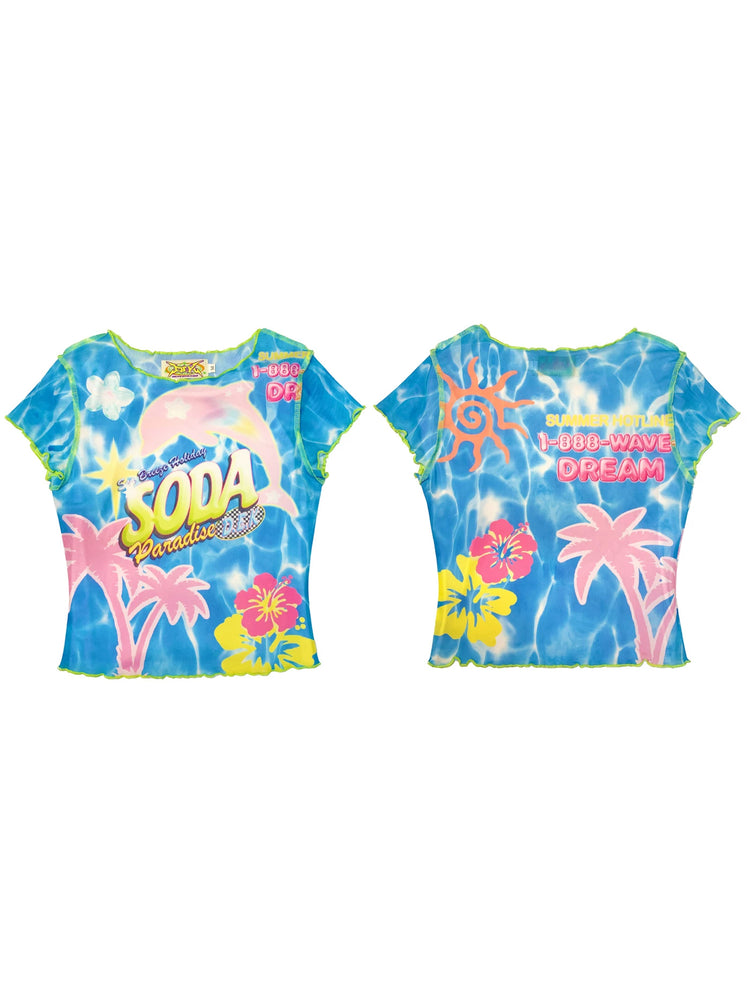 DEADENDKIDS SODA PARADISE mesh top & fishtail skirt — construction detail