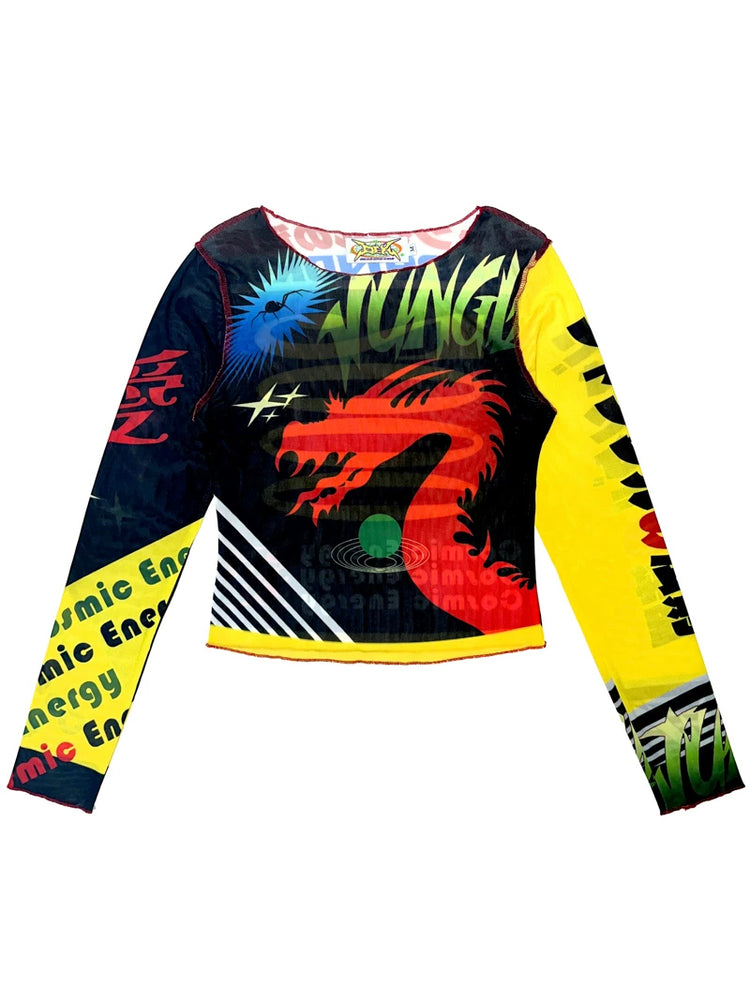 DEADENDKIDS GRAPHIC RIOT fitted mesh top — construction detail