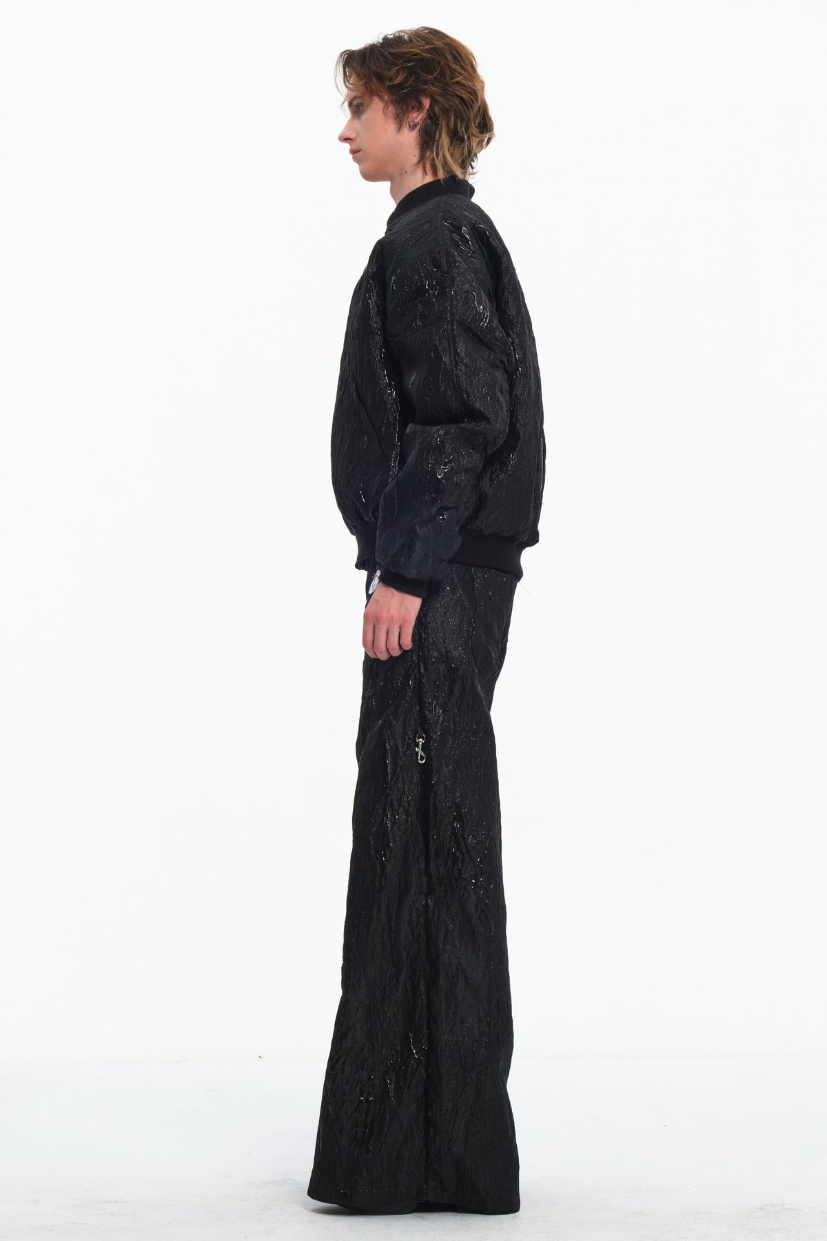 EMBRYO VENOM FLIGHT deconstructed padded jacket — alternate modeled angle