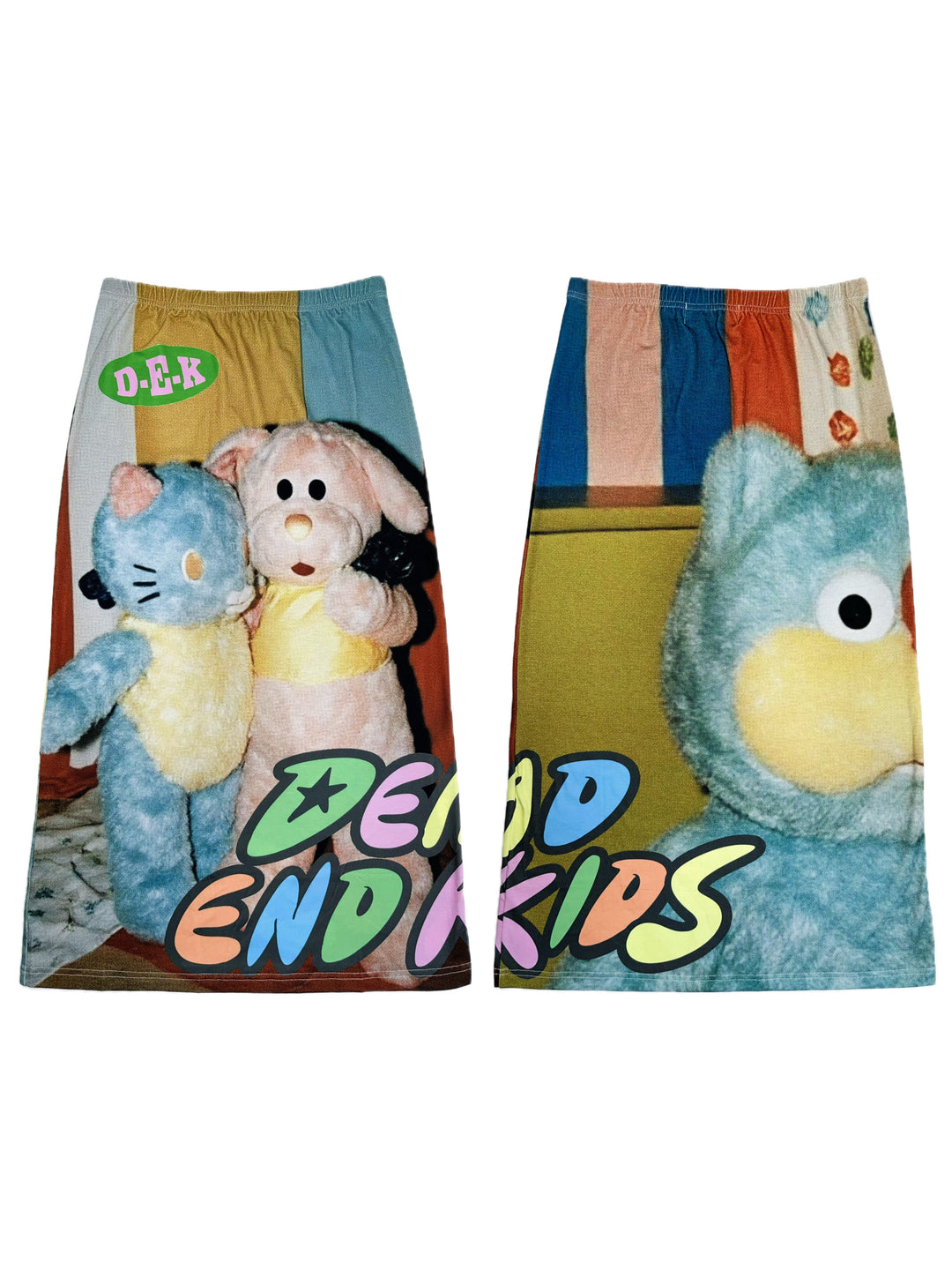 DEADENDKIDS REVERSIBLE ARCHIVE graphic maxi skirt — garment-only view