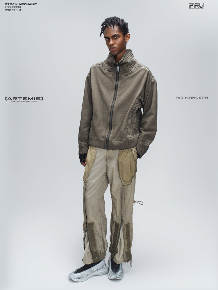 PIONEER mercury brown distressed protection zip jacket — alternate product view