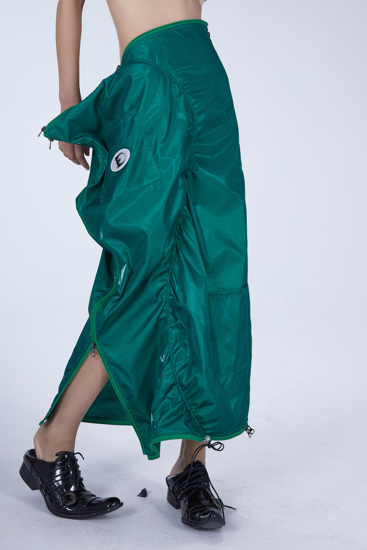 EMBRYO SLEEP POD convertible dress & bag — rear modeled view