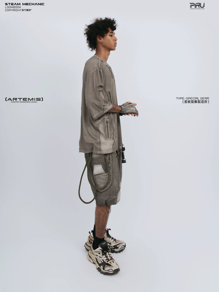 STARCORE xirang brown distressed mesh tee — alternate product view