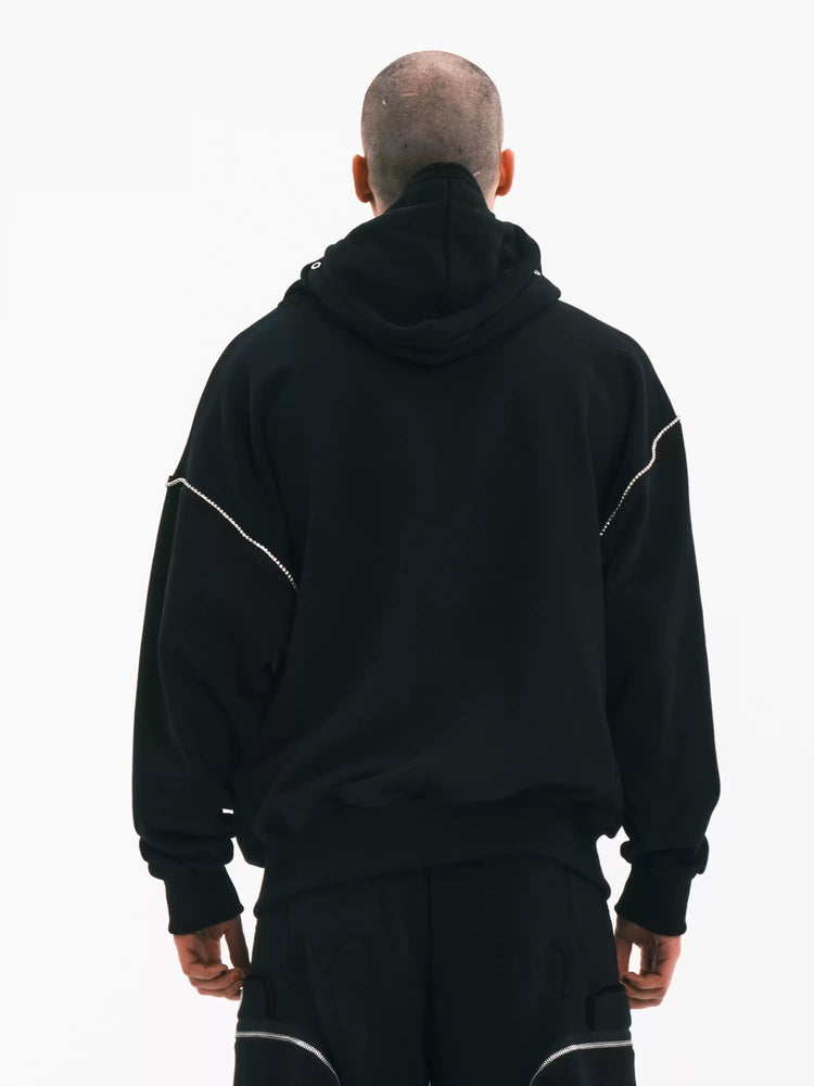 EMBRYO RHINESTONE RING oversized graphic hoodie — side profile