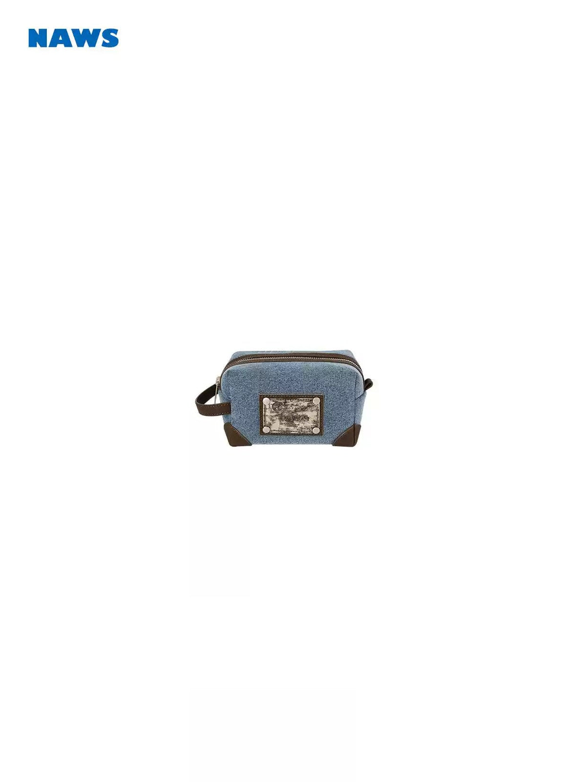 NAWS BLUE BOX denim makeup bag — alternate gallery view showing the design details