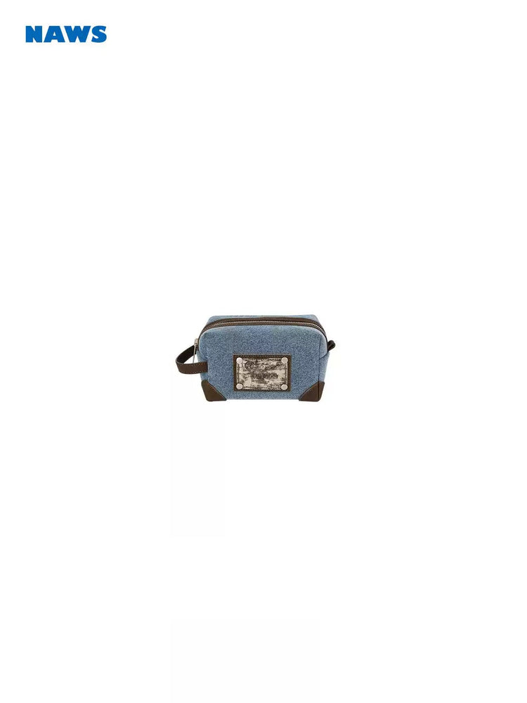 NAWS BLUE BOX denim makeup bag — alternate gallery view showing the design details