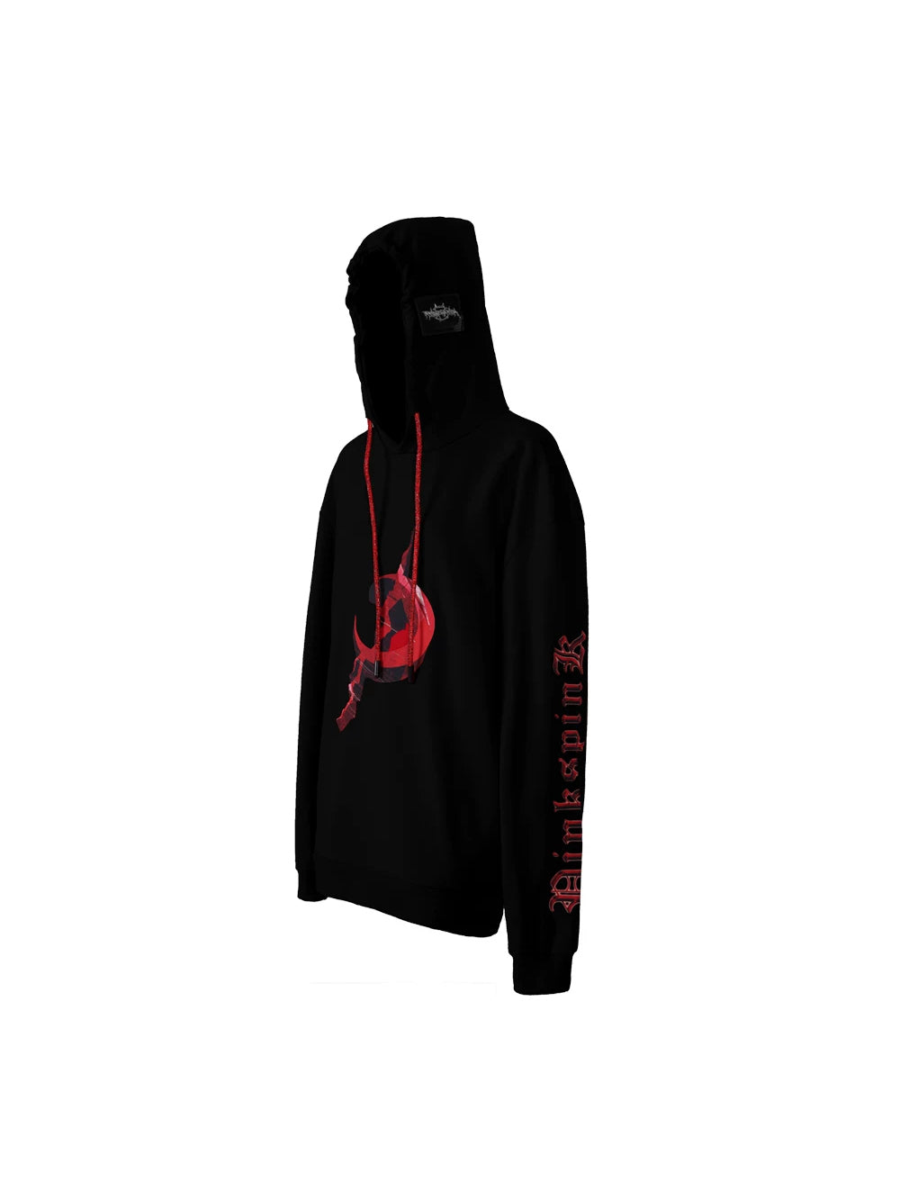 PINKSPINK MIRROR rhinestone-drawcord oversized hoodie — front garment-only view in black