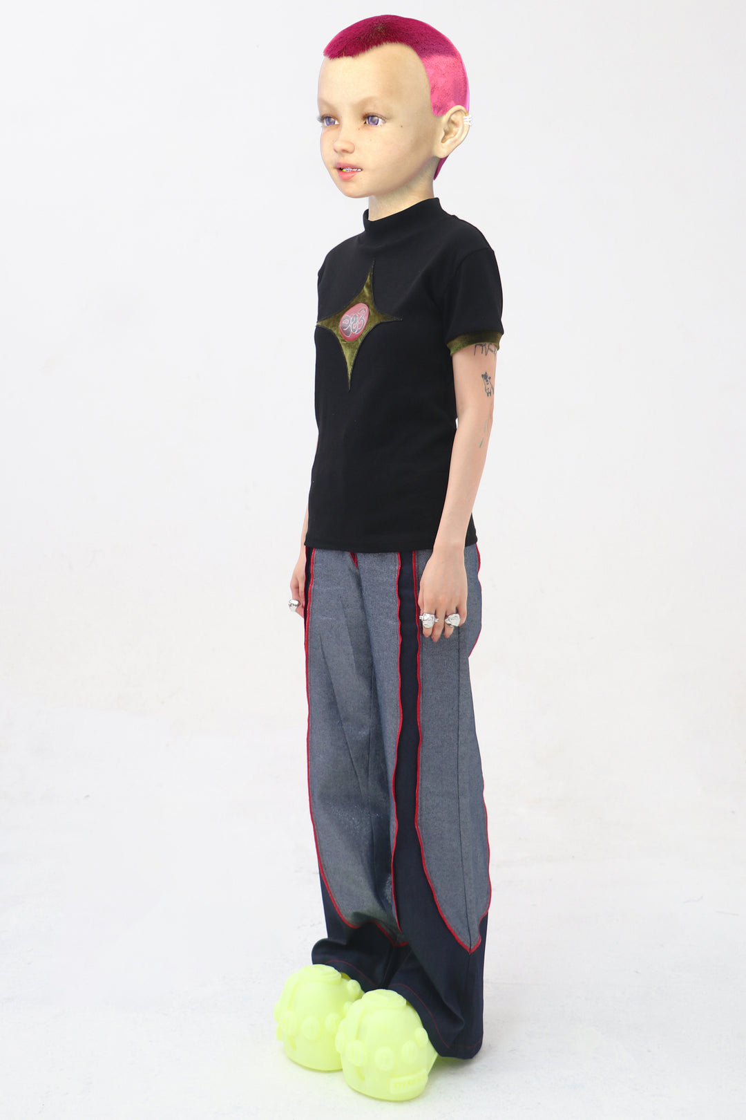 EMBRYO STARSHIFT 3D-effect fitted mock-neck tee — additional product detail view