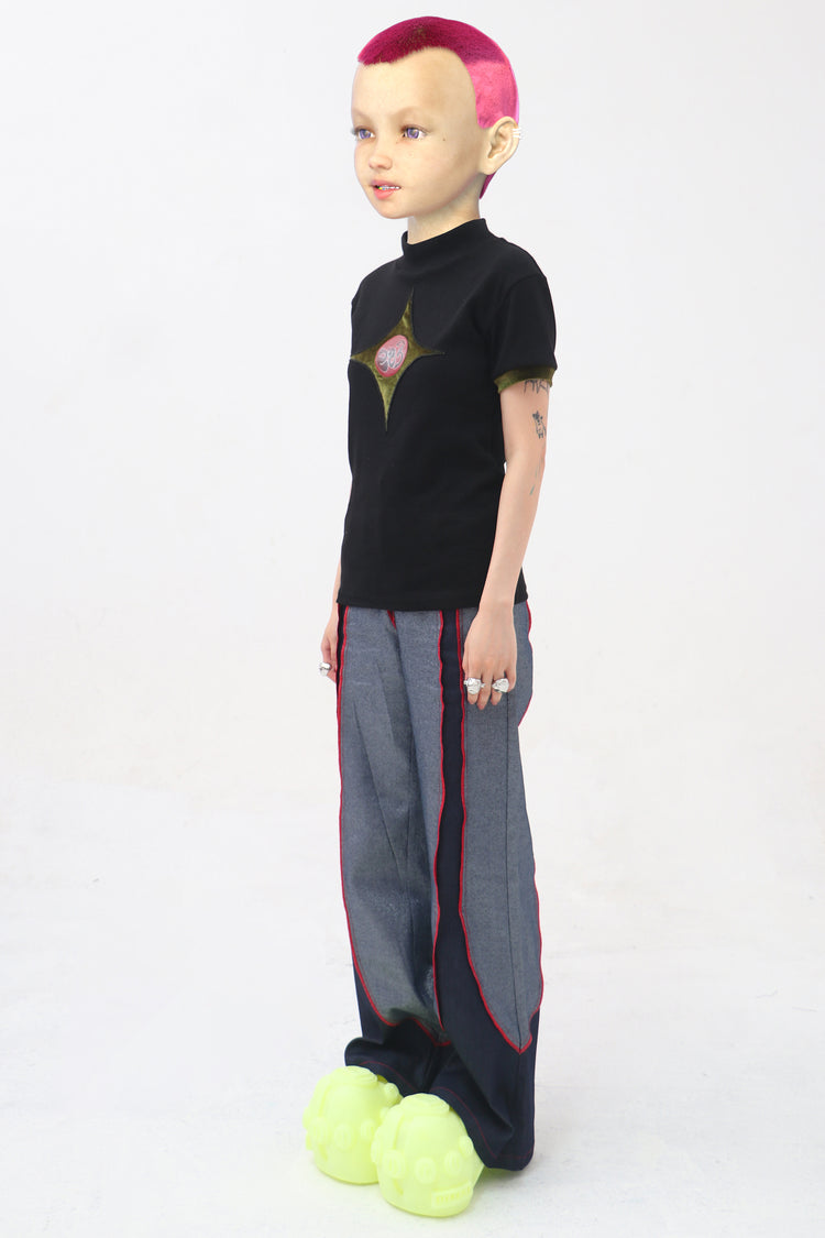 EMBRYO STARSHIFT 3D-effect fitted mock-neck tee — additional product detail view