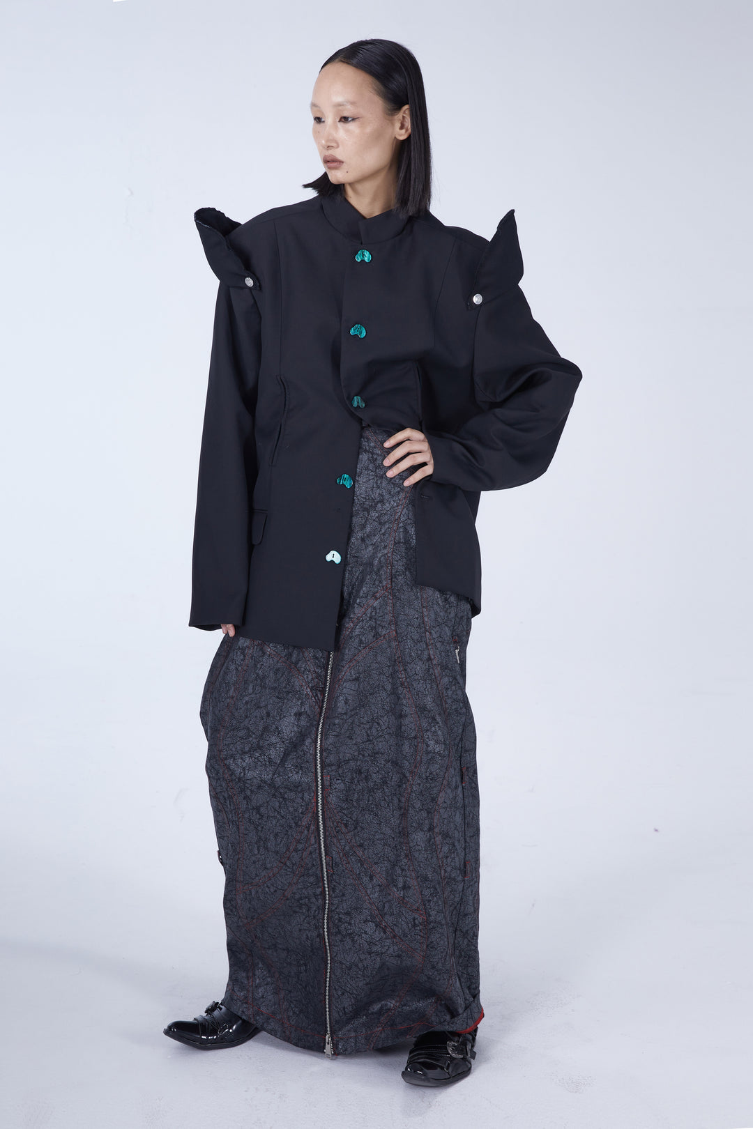 EMBRYO IMPERIAL GUARD detachable-shoulder Zhongshan blazer — additional product detail view