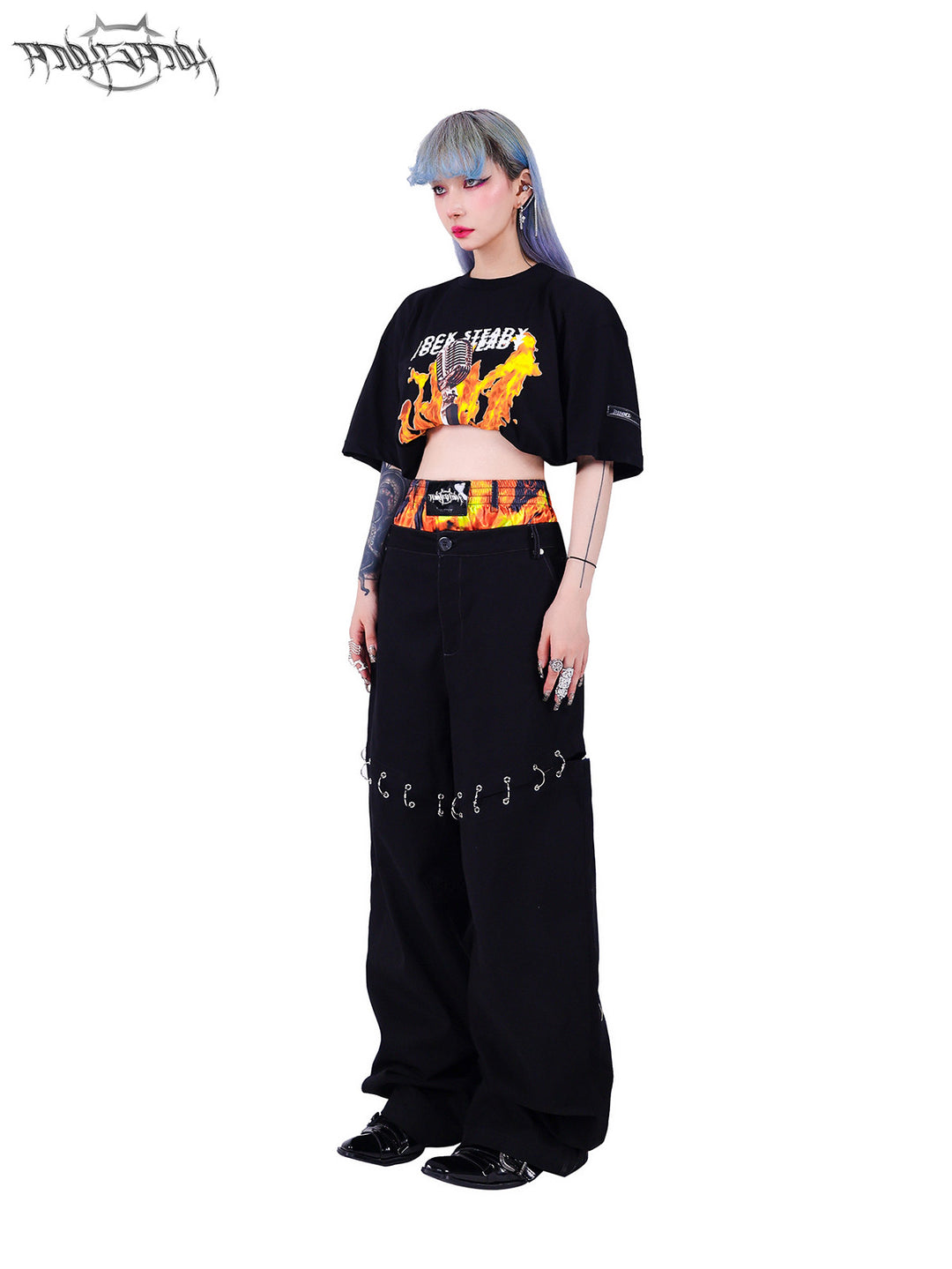 PINKSPINK ELECTRIC MOON double-waist detachable straight-leg pants — alternate gallery view showing the design details
