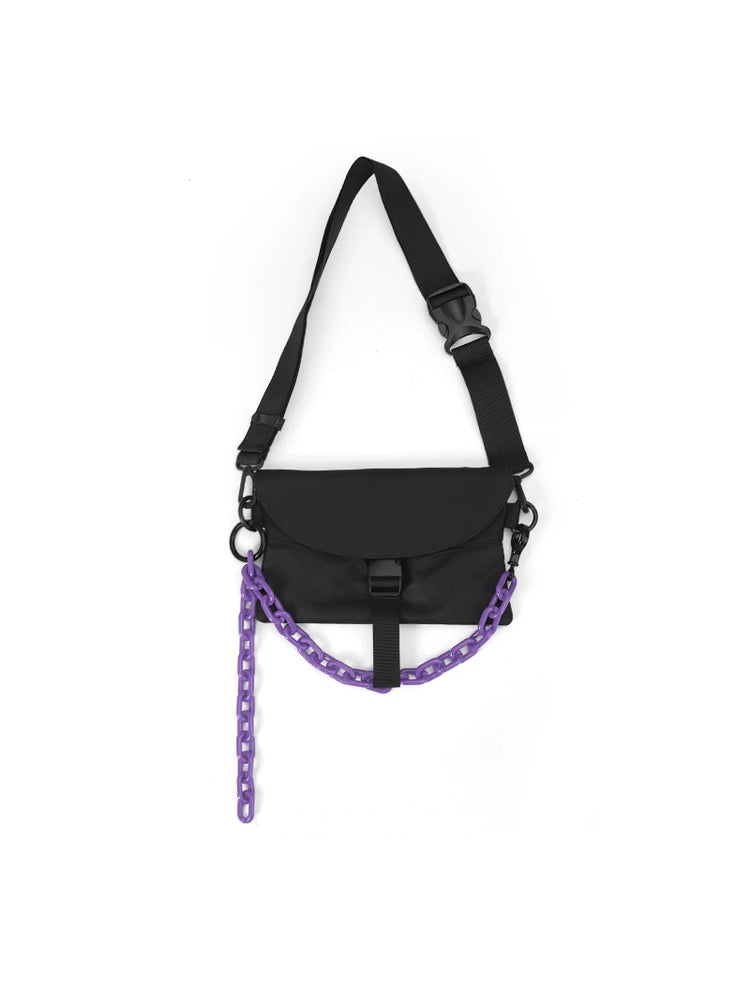 OFF-LABEL crossbody bag in black with purple detachable chain