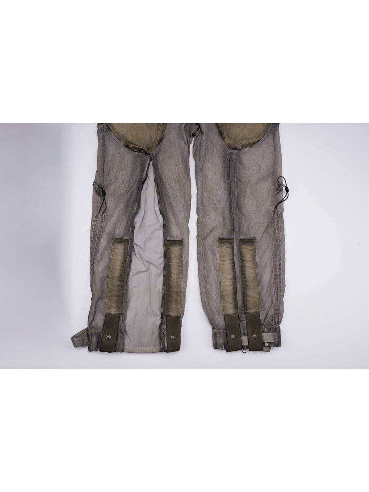 STARCORE mercury brown engineer utility pants — front lower-leg zipper expansion panel close-up
