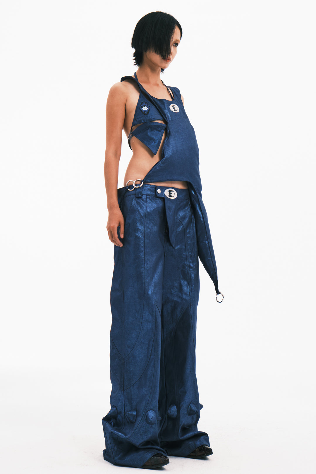 EMBRYO BLUE SPIKE padded sculptural bag — product-only rear view