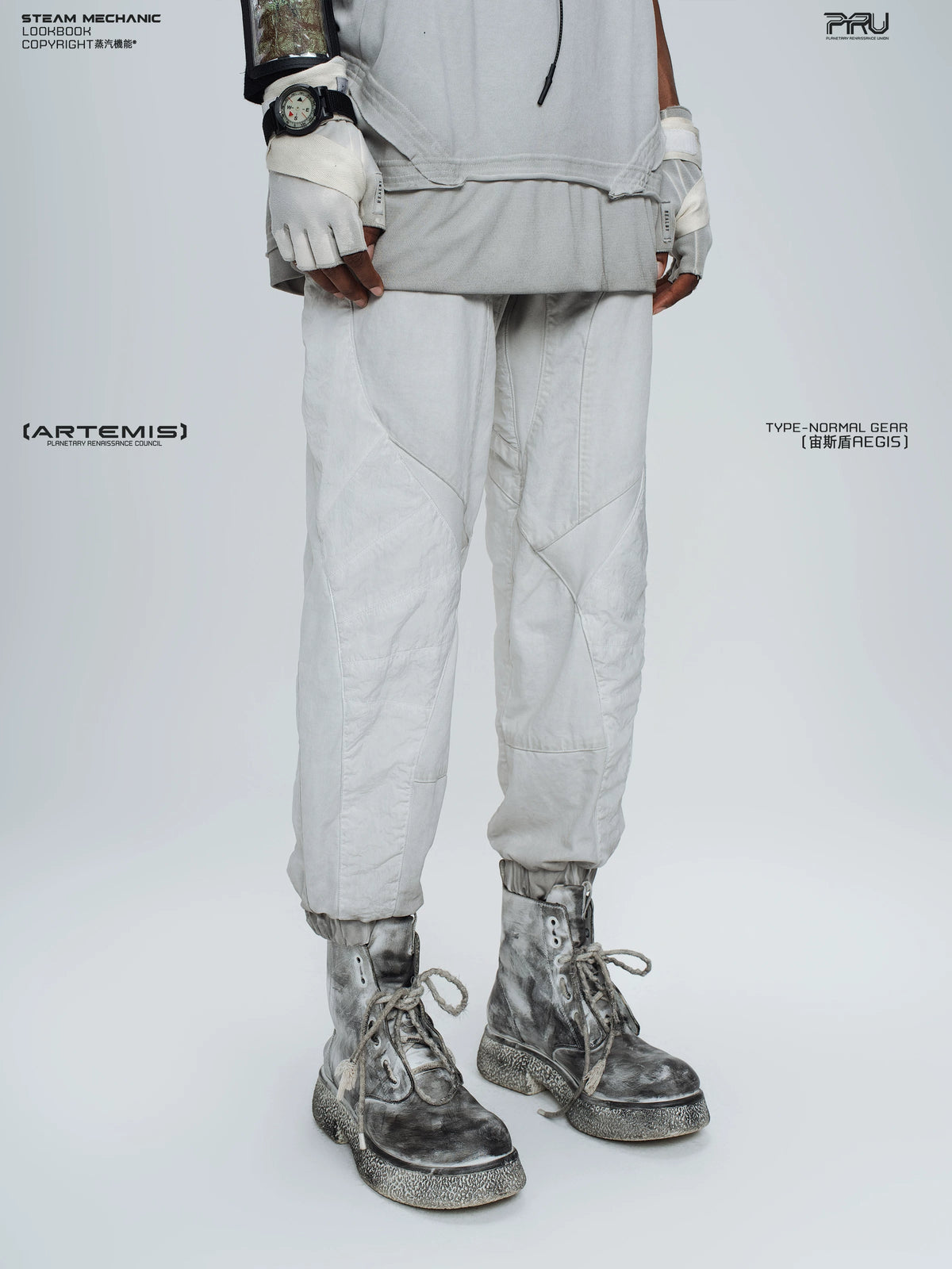 AEGIS eris white cropped moto riding pants — alternate modeled angle