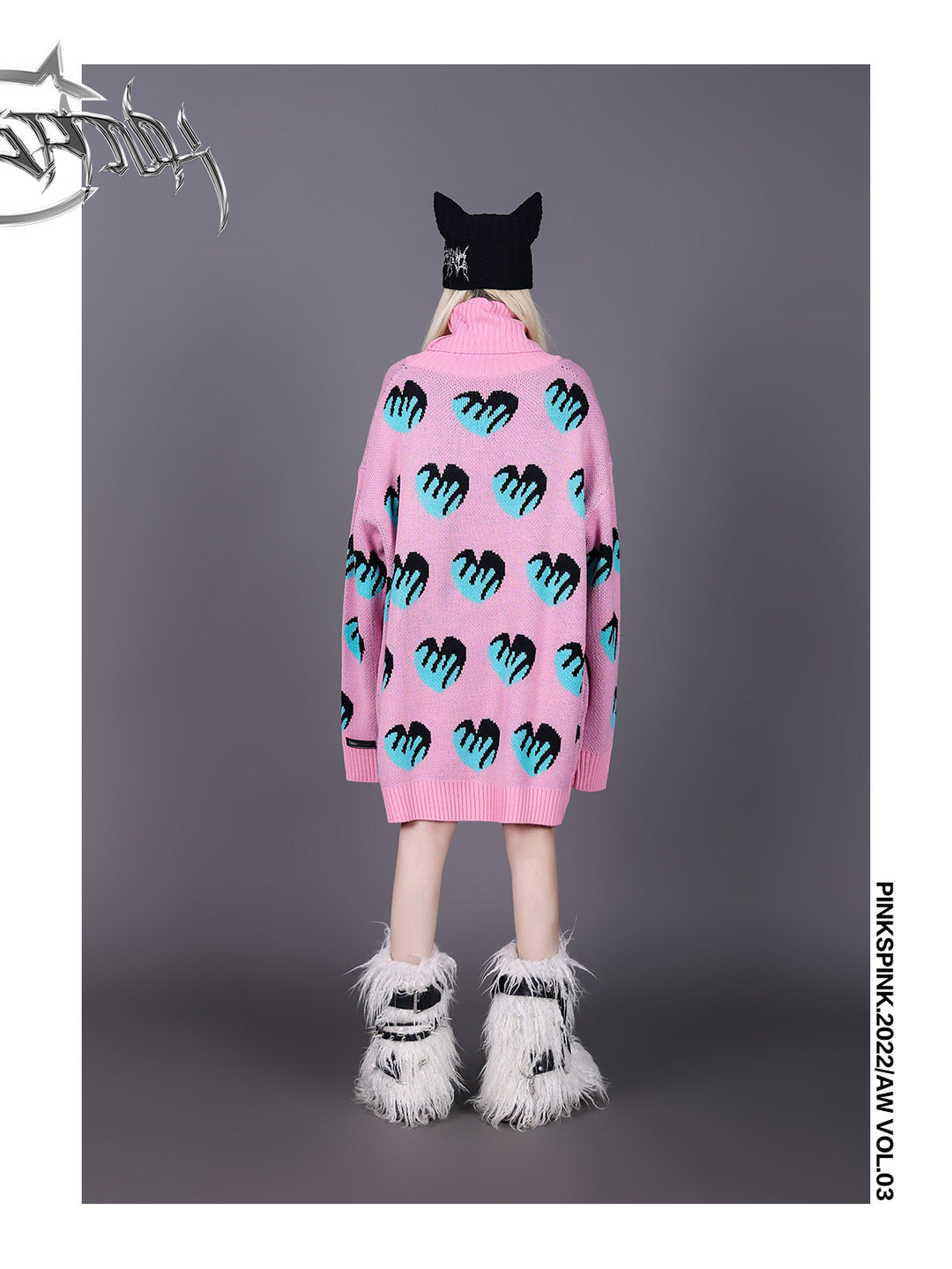 PINKSPINK SPHYNX thorn-embroidered cat-ear beanie — catalog view showing the design and silhouette