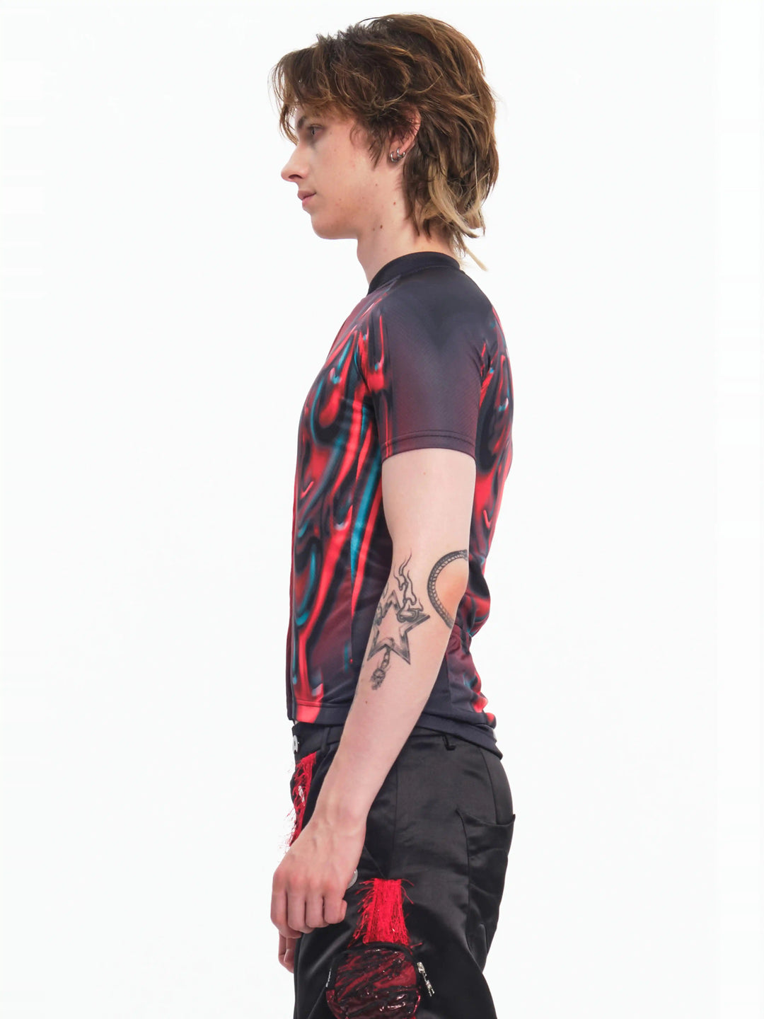 EMBRYO RED SIGNAL fitted cycling top — side or detail presentation