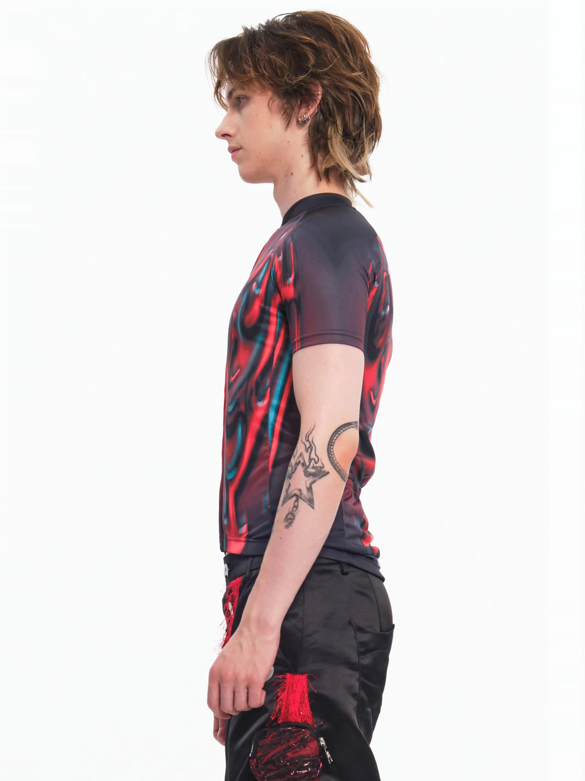 EMBRYO RED SIGNAL fitted cycling top — side or detail presentation